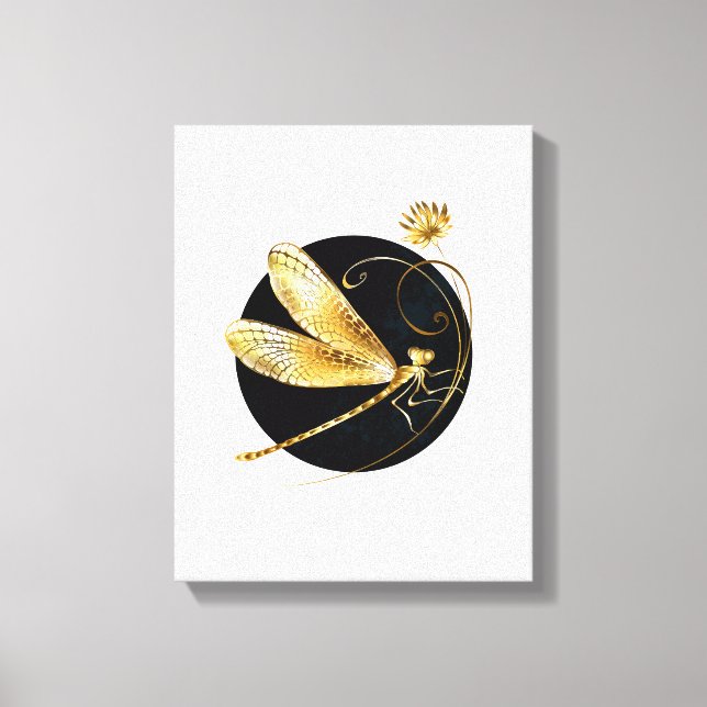 Goldene Libelle Leinwanddruck (Vorderseite)