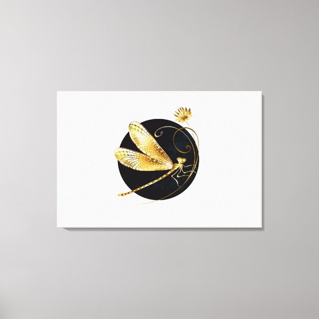Goldene Libelle Leinwanddruck (Vorderseite)