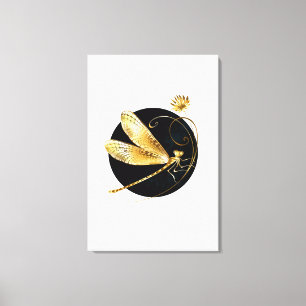 Goldene Libelle Leinwanddruck