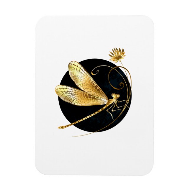 Goldene Libelle Magnet (Vertikal)