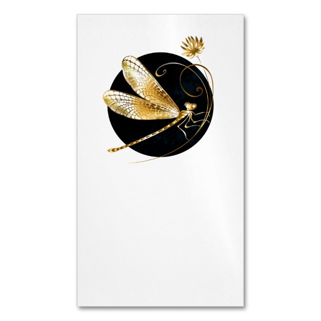Goldene Libelle Magnetische Visitenkarte (Vorderseite Vertikal)