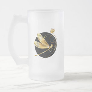 Goldene Libelle Mattglas Bierglas