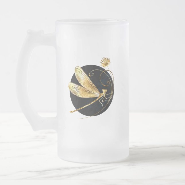 Goldene Libelle Mattglas Bierglas (Links)