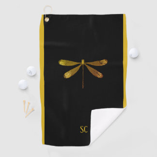 Goldene Libelle mit individuellem Text Golfhandtuch