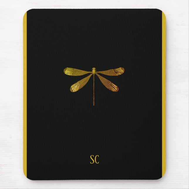 Goldene Libelle mit individuellem Text Mousepad (Vorne)