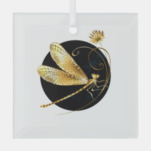 Goldene Libelle Ornament Aus Glas
