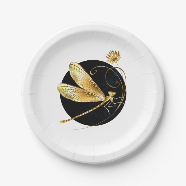 Goldene Libelle Pappteller (Vorderseite)