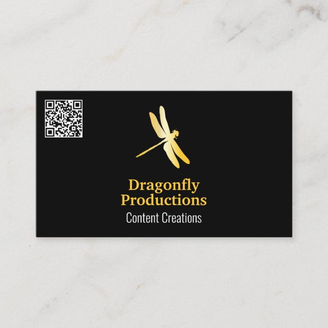 Goldene Libelle | QR Code Business Card Visitenkarte (Vorderseite)