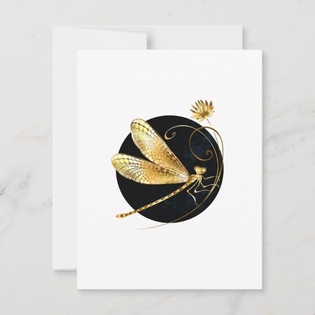 Goldene Libelle RSVP Karte (Vorderseite)