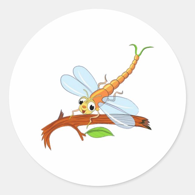 Goldene Libelle Runder Aufkleber (Vorderseite)