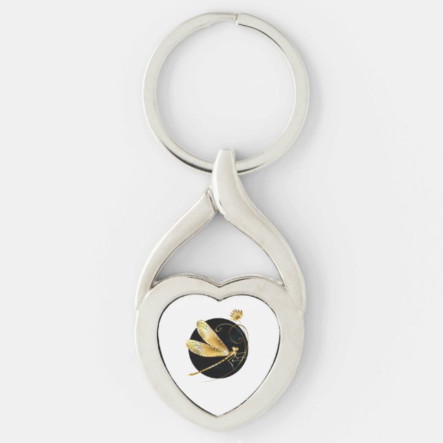 Goldene Libelle Schlüsselanhänger (Vorderseite)