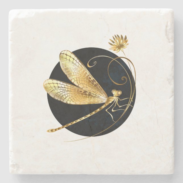 Goldene Libelle Steinuntersetzer (Vorderseite)