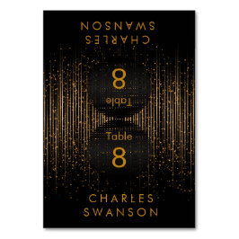 Goldene Lichtdusche | Platzkarten mit DIY-Text Tischnummer