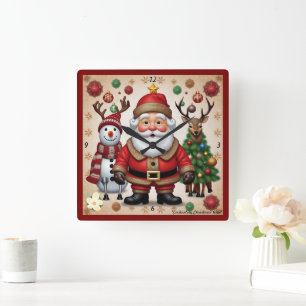 "Goldene Lichter" Quadratische Wanduhr