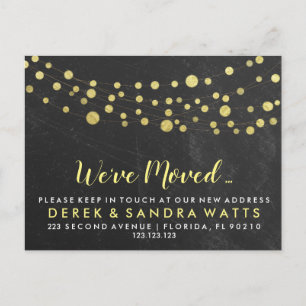 goldene Lichter Wir haben neue Adresse verschoben Ankündigungspostkarte