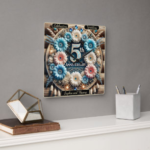 Goldene Liebe: 5. Jubiläumsentwurf Quadratische Wanduhr