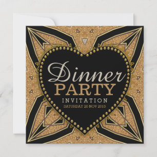 Goldene Liebe Art Deco Dinner Party Einladungen