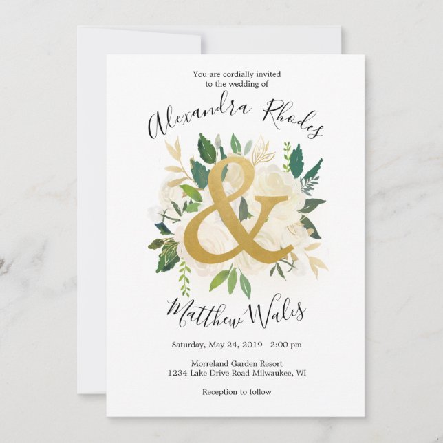 Goldene Liebe Einladung (Vorderseite)