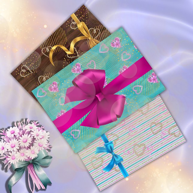 Goldene Liebe Geschenkpapier Set (Colorful and elegant)
