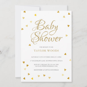 Goldene Liebe Herz Confetti Kinderdusche / Sprinkl Einladung