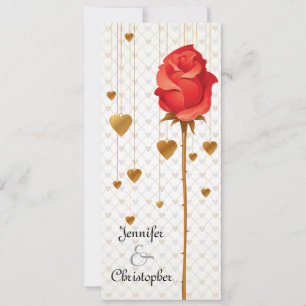 Goldene Liebe Herz und Rose Hochzeit Einladung