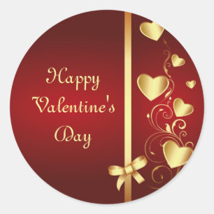 Goldene Liebe Herz und Schnörkel Runder Aufkleber