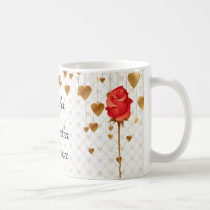 Goldene Liebe-Herzen und Rosen-Hochzeit Tasse
