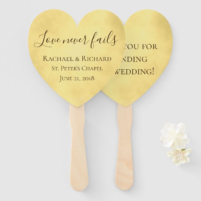 Goldene Liebe Versage nie Hochzeit Fächer (Vorne und Hinten)