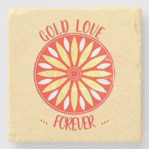 GOLDENE LIEBE ZUM VALENTINSTAG-JUBILÄUMSHOCHZEIT STEINUNTERSETZER