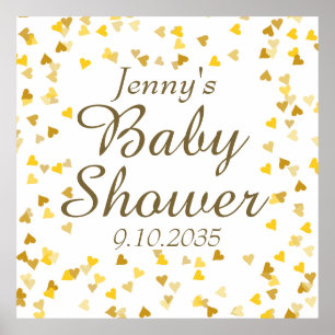 Goldene Liebesherzen Baby Shower / Sprinkle Poster