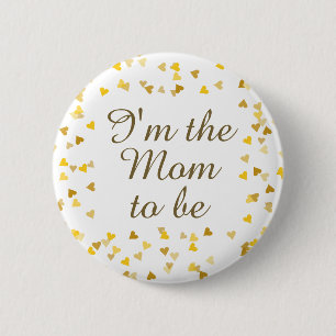 Goldene Liebesherzen Baby Shower / Streusel Button