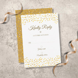 Goldene Liebesherzen Konfetti Elegant Chic RSVP Karte