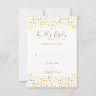 Goldene Liebesherzen Konfetti-Signatur RSVP Karte