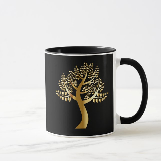 Goldene Liebhaber von Herzen auf einem Goldbaum Tasse (Rechts)
