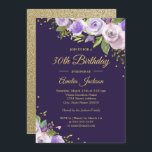 Goldene Lila Sparkle-Flora 30. Geburtstag Einladun Einladung<br><div class="desc">Hübscher Blumenladen zum Geburtstag im Kleinen Bayleigh Store!</div>
