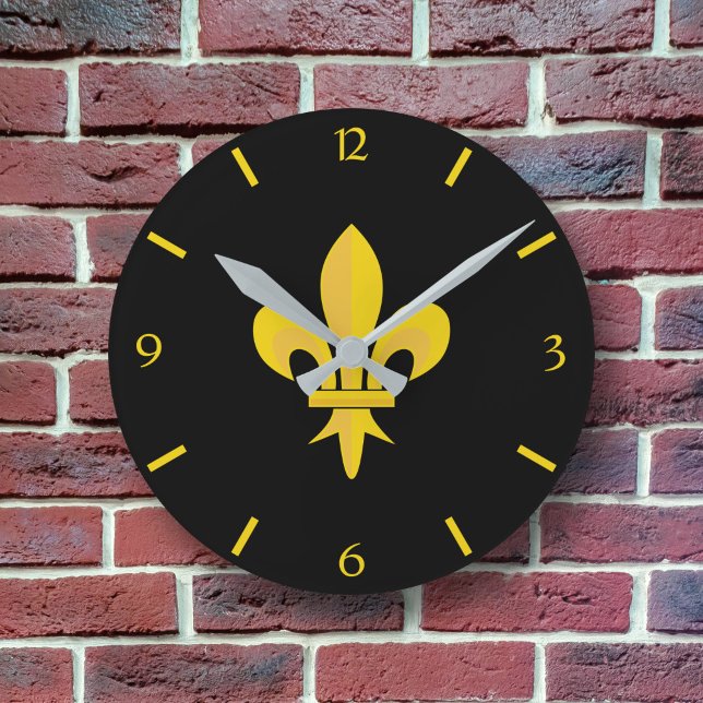Goldene Lilie auf der Schwarzen Uhr (Gold Fleur de Lis on Black Clock)