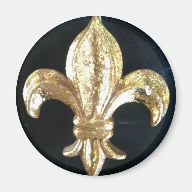 GOLDENE LILIE AUF SCHWARZ MAGNET (Vorne)