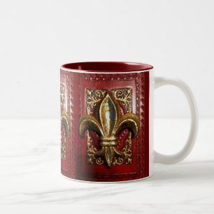 Goldene Lilie auf Weindruck-Tasse Zweifarbige Tasse