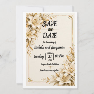 Goldene Lilie Save The Date Karte