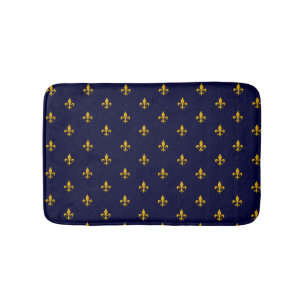 Goldene Lilie über Navy Blue Badematte