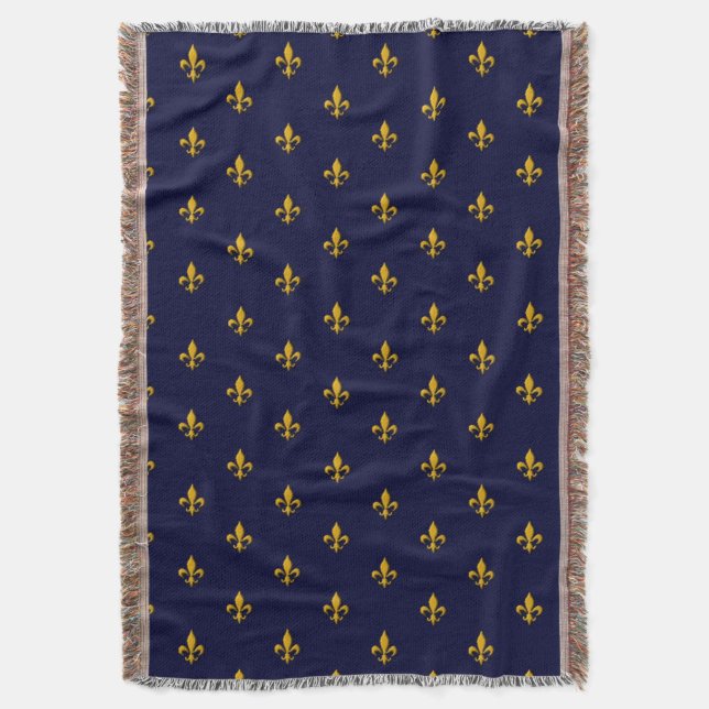 Goldene Lilie über Navy Blue Decke (Vorderseite Vertikal)