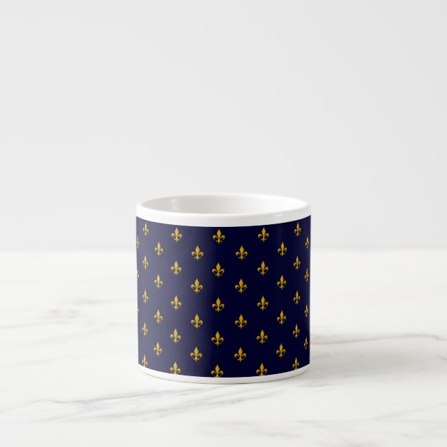 Goldene Lilie über Navy Blue Espressotasse (Vorderseite)