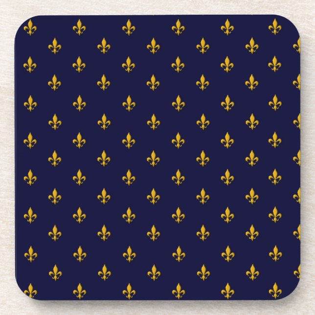 Goldene Lilie über Navy Blue Getränkeuntersetzer (Vorderseite)