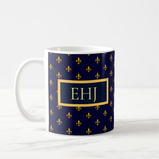 Goldene Lilie über Navy Blue Kaffeetasse (Links)