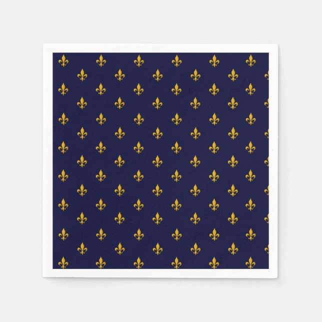 Goldene Lilie über Navy Blue Serviette (Vorderseite)