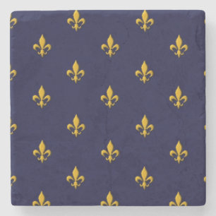 Goldene Lilie über Navy Blue Steinuntersetzer