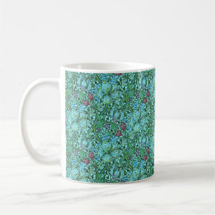 Goldene Lilie Vintage-Blumen Blau Pink Grün Kaffeetasse