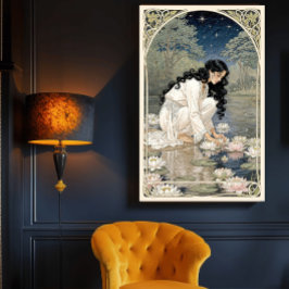 Goldene Lilien Art Nouveau Eleganz Poster