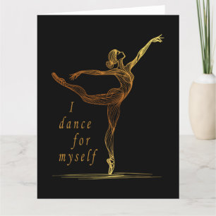 Goldene Linie Art Ballerina - Ich tanze für mich Dankeskarte