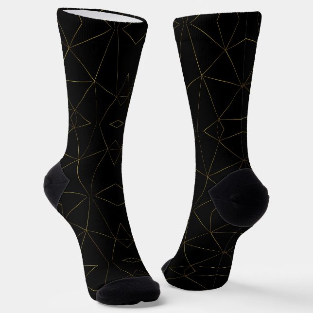 Goldene Linien auf schwarzem Hintergrund  Socken (Gewinkelt)